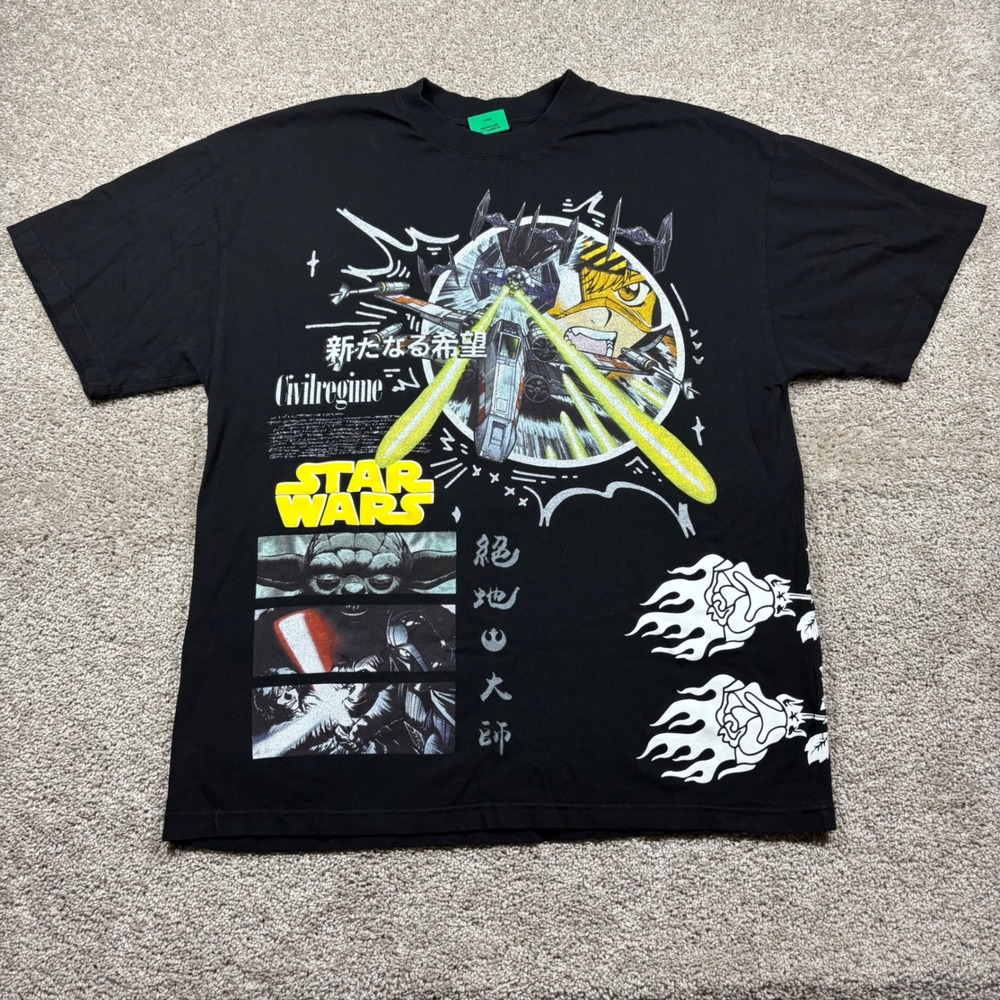 Civil Regime Star Wars Anime Graphic T-Shirt Mens Large Manga Luke Skywalker AOP
